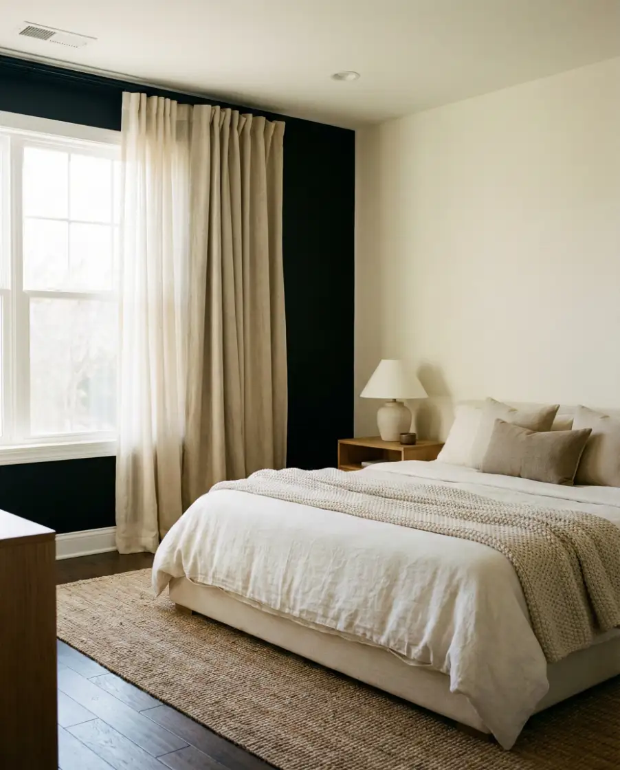 Black Accent Wall Framing a Window 1