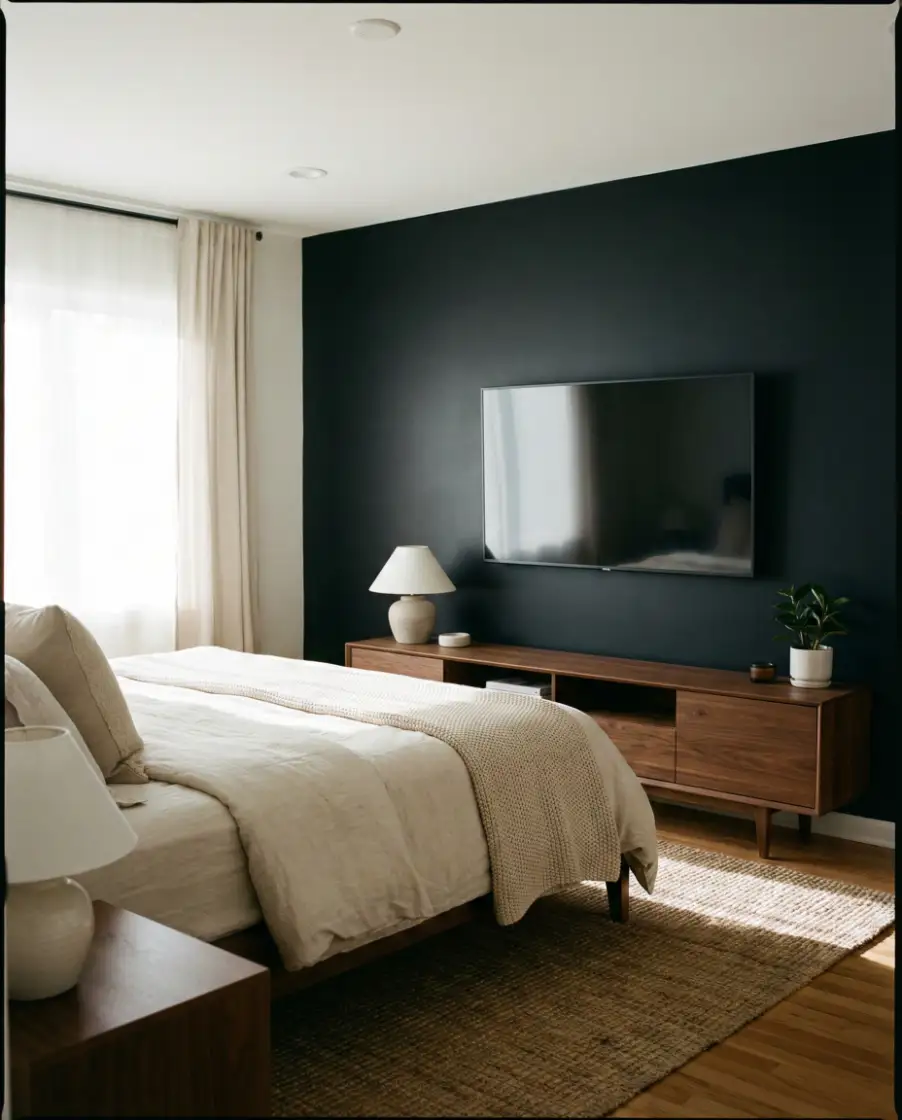 Black Accent Wall With Mounted TV 1
