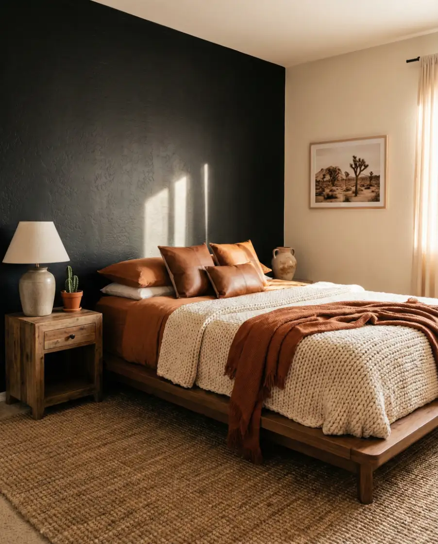 Black Accent Wall With Soft Western Touches 2