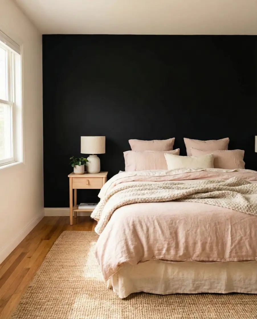 Black Accent Wall With Subtle Pink Layers 1
