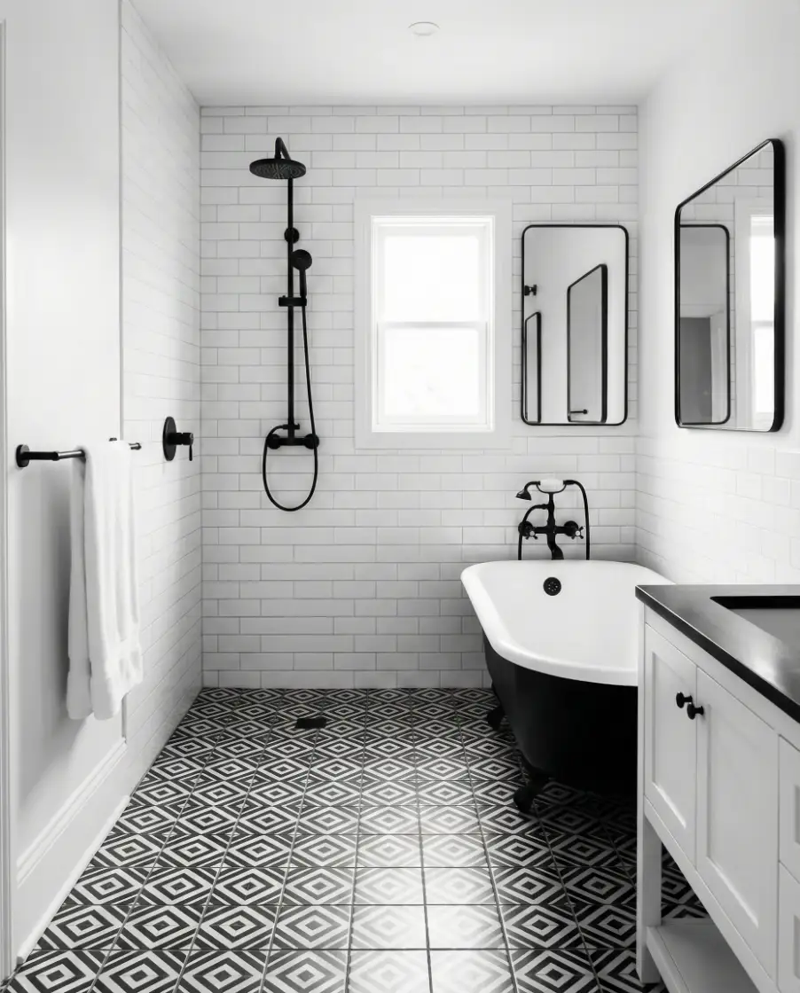 Black and White Bathroom with Contrast 1