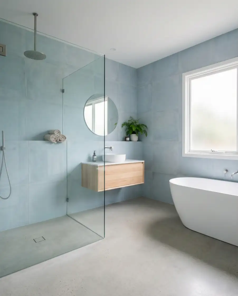 Blue Primary Bathrooms with a Relaxed Feel 2