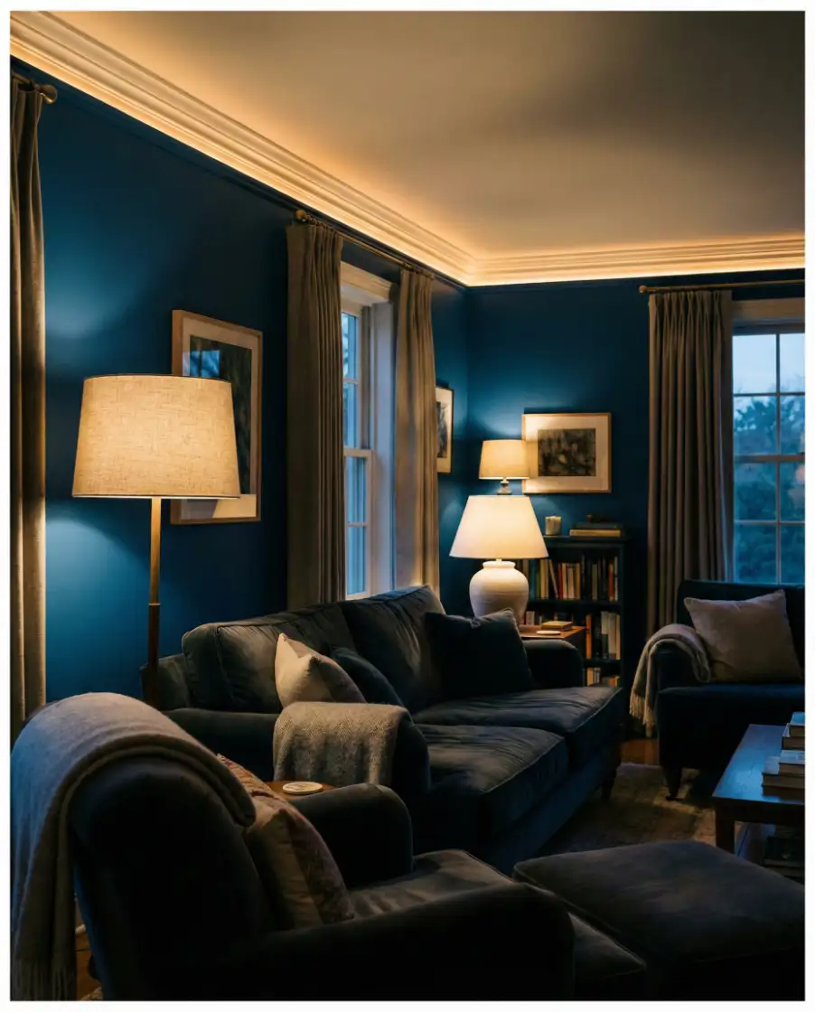 Blue Walls with Soft Ambient Lighting 1
