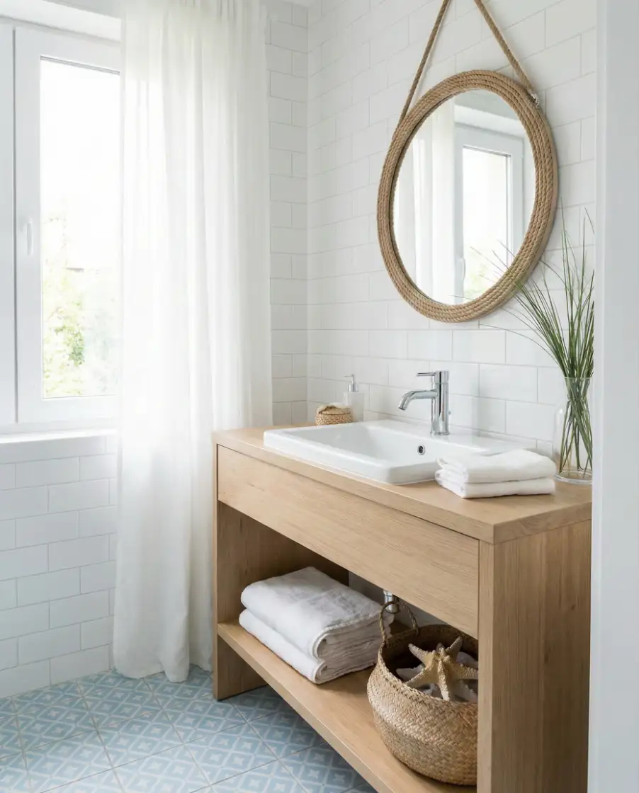 Blue and White Coastal Inspired Bathroom 2