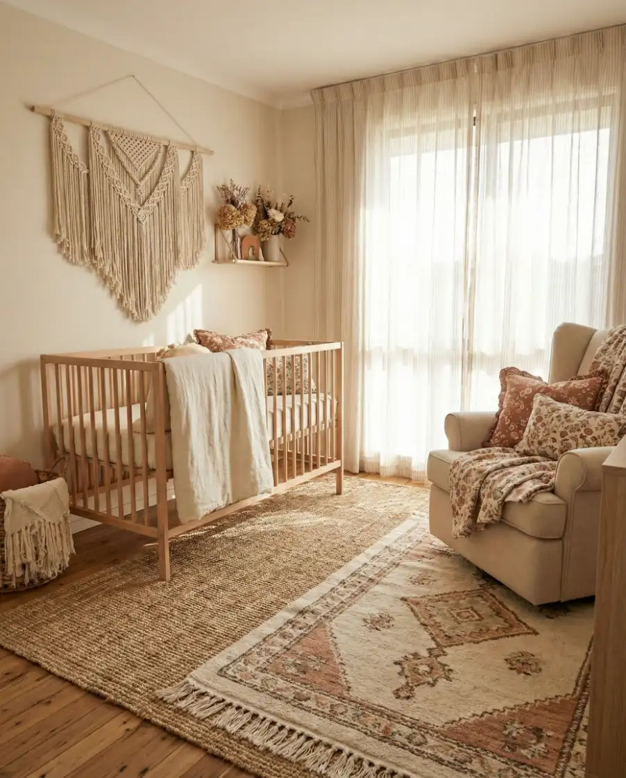Boho Floral Nursery with Earthy Layers 2