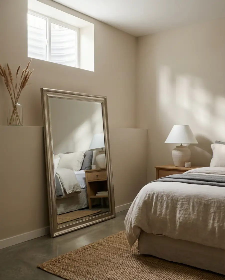 Bright Basement Bedroom with Smart Window Styling 2