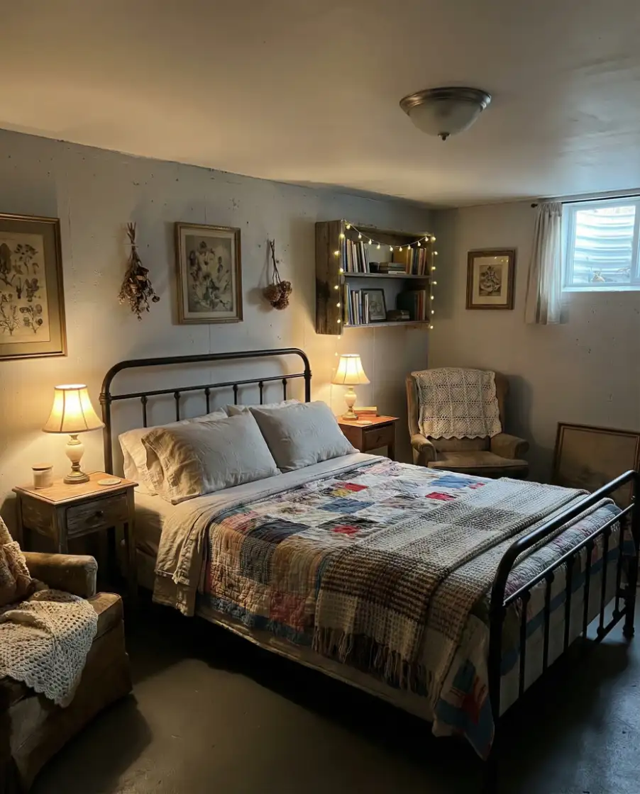 Budget-Friendly Basement Bedroom with DIY Personality 1