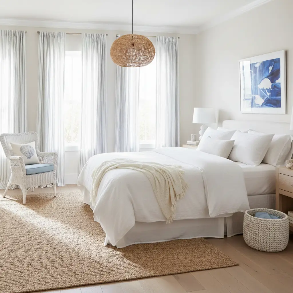 Coastal Blue and White Curtains 1