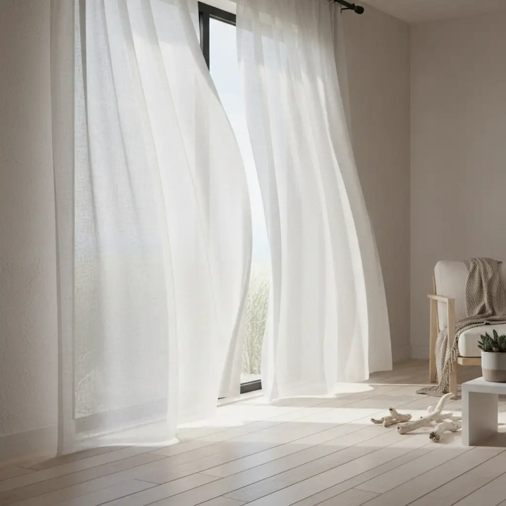 Coastal Blue and White Curtains 2