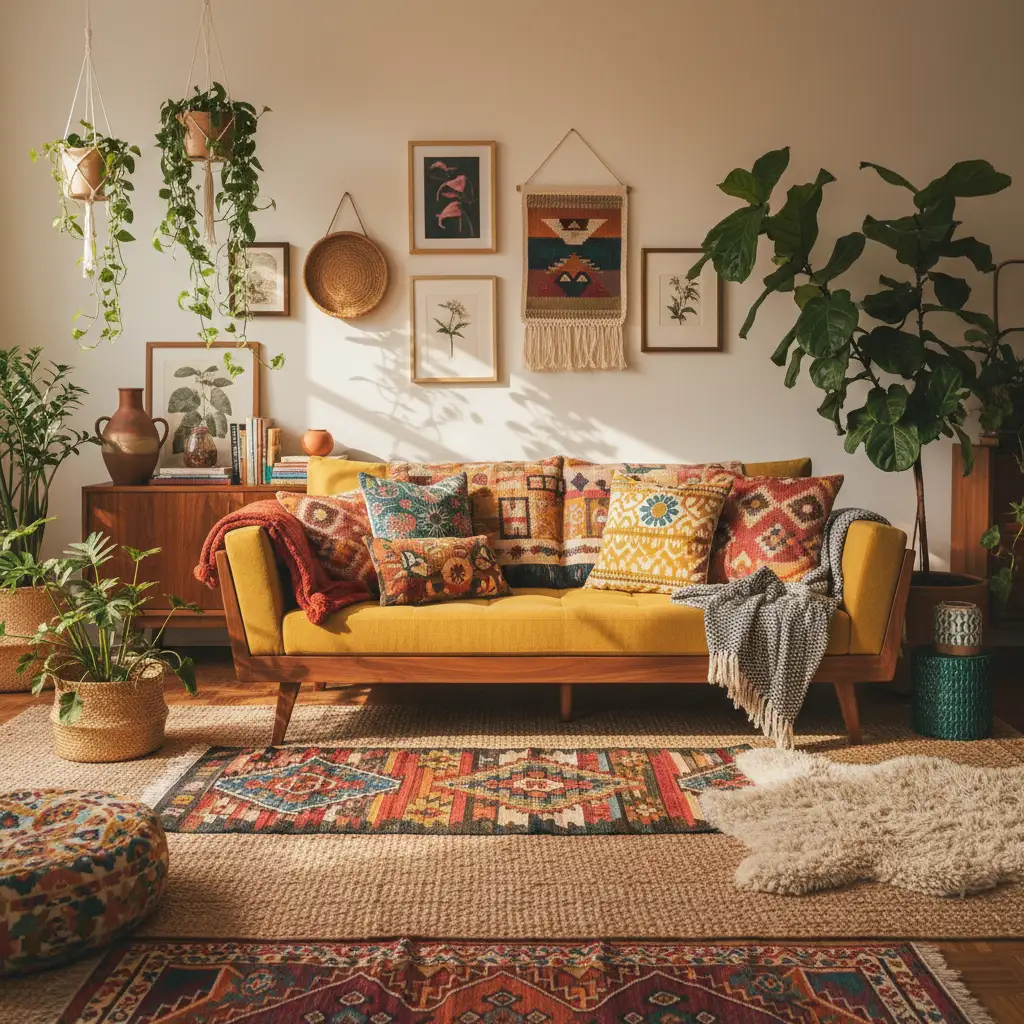 Colorful Boho Meets Mid Century Lines 1