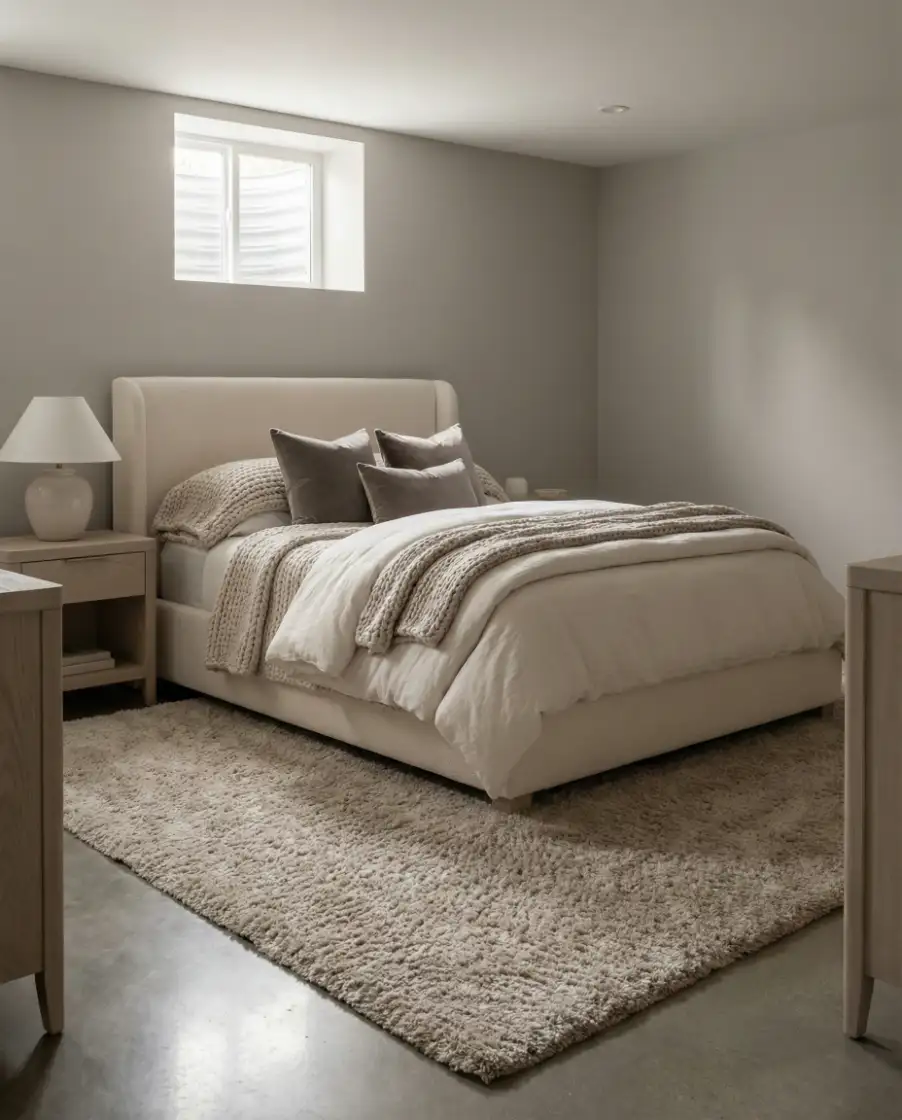 Cozy Aesthetic Basement Bedroom with Soft Layers 2