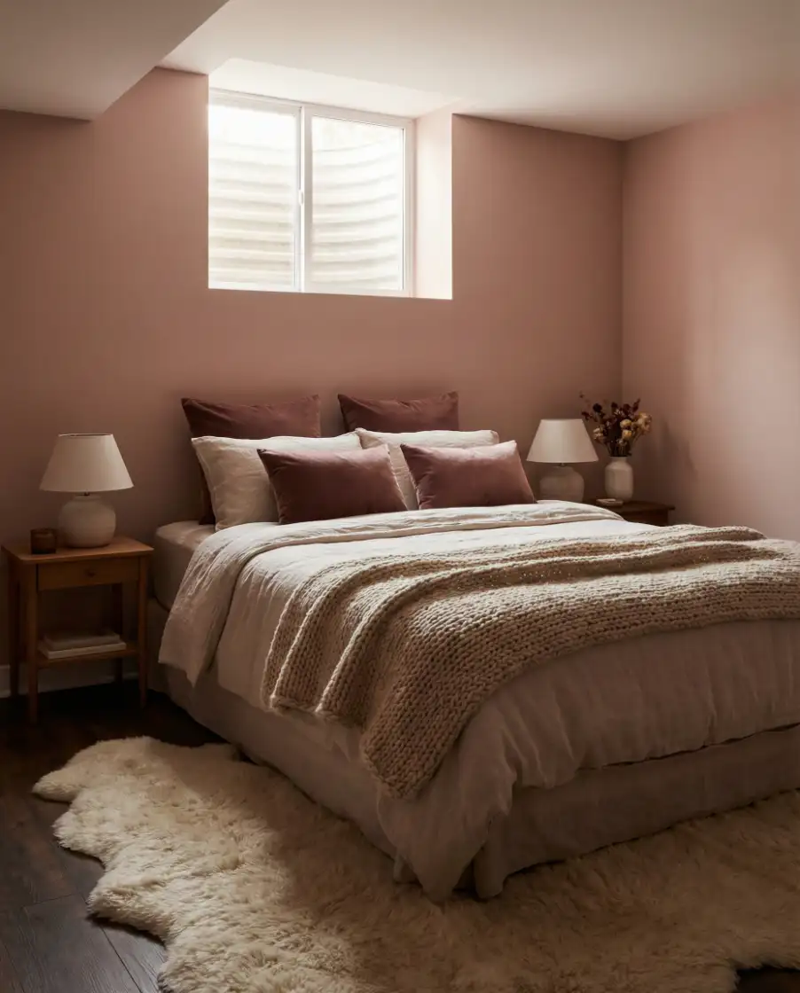 Cozy Basement Bedroom Designed for Couples’ Privacy 2