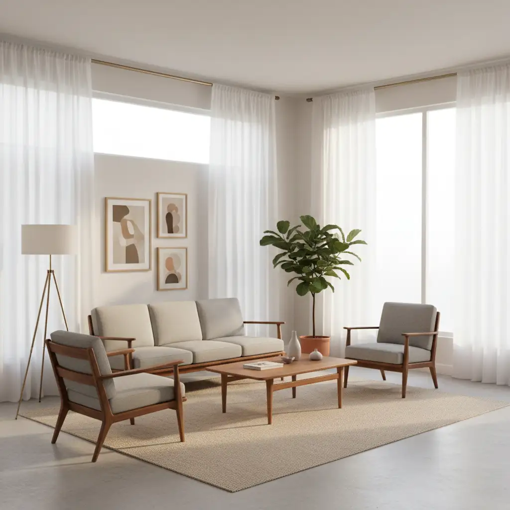 Curtains That Soften Mid Century Geometry 1