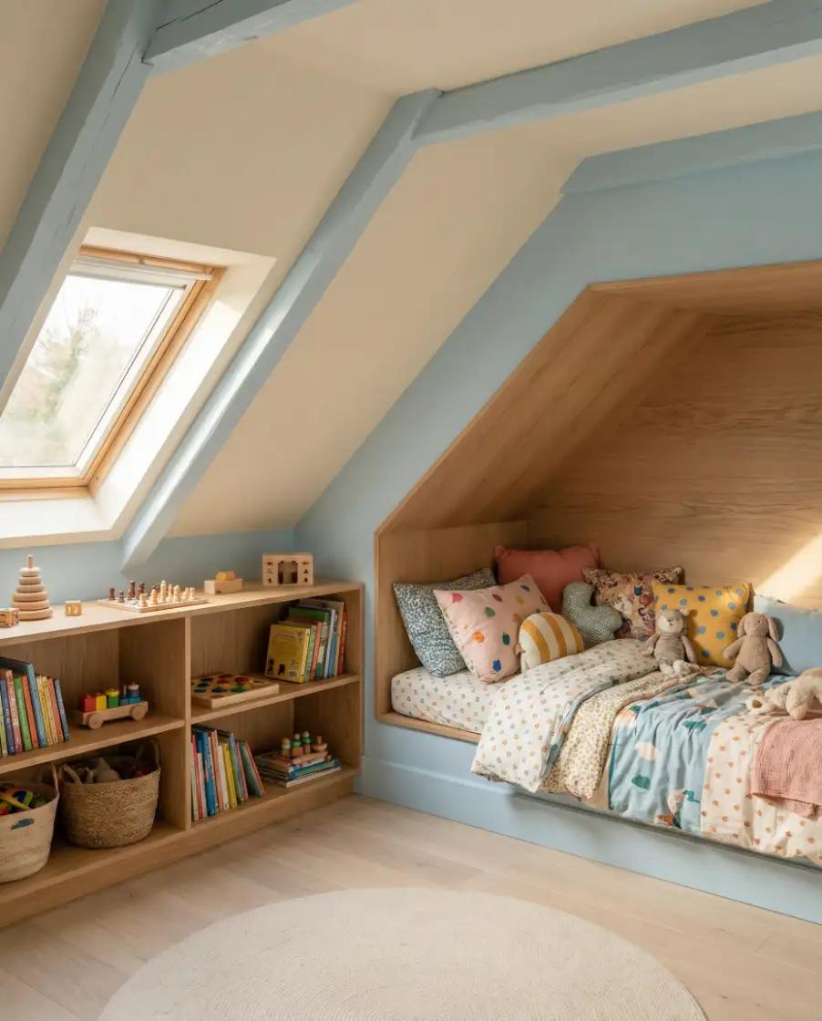 Cute Attic Bedroom for Kids 1