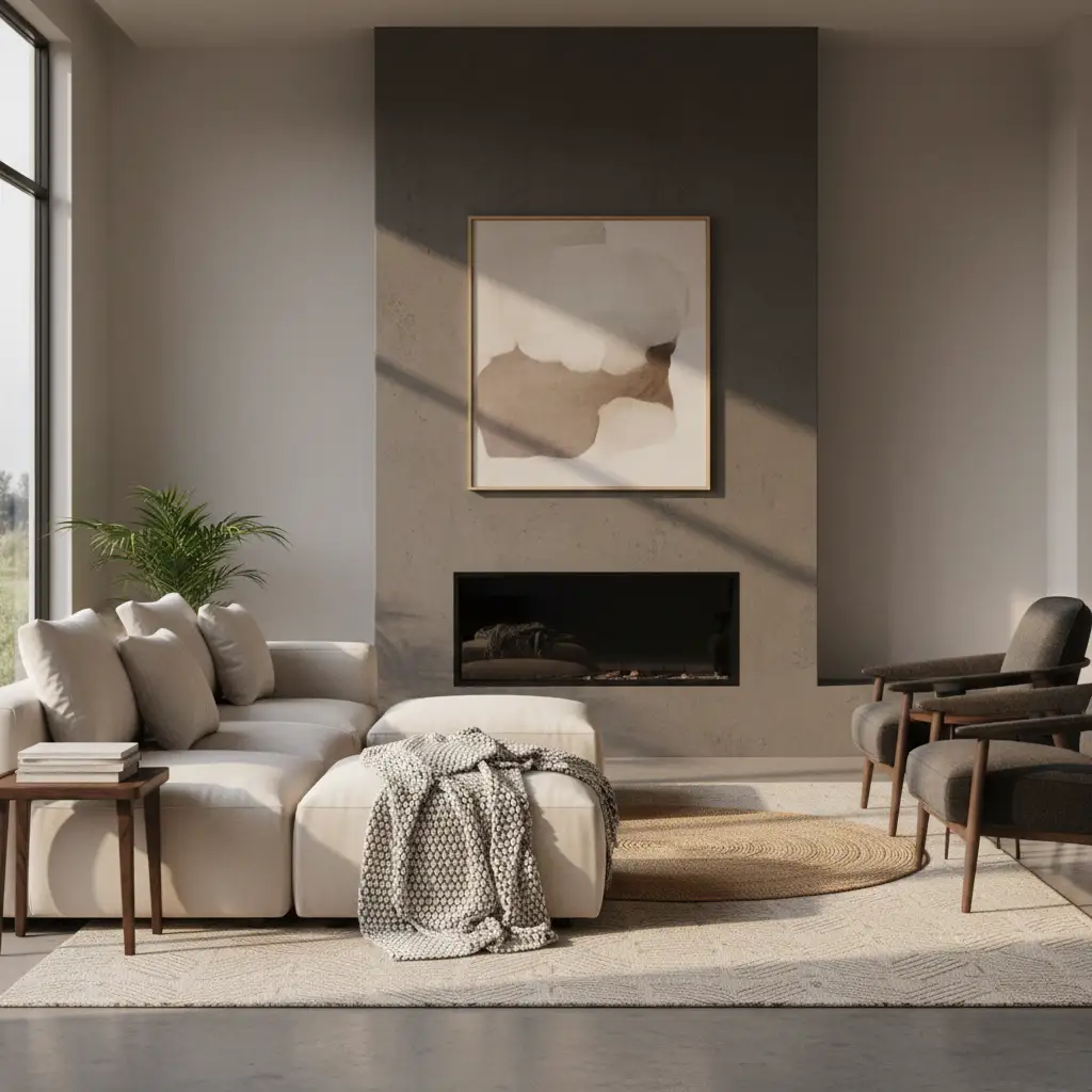 Dark Gray Walls with a Fireplace Focus 2