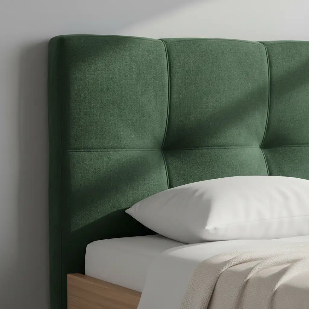 Dark Green Curtains Behind the Bed 2