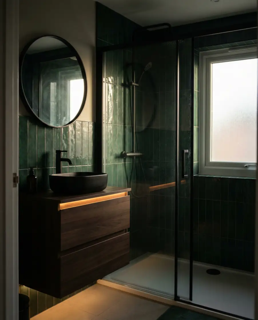 Dark Green Tile for a Moody Primary Bath 2