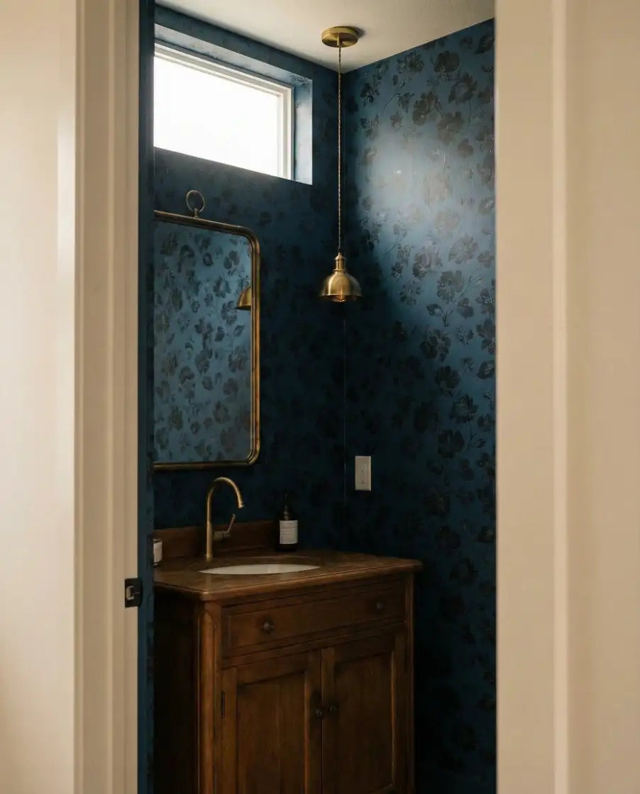 Dark Wallpaper Statement Half Bath 2