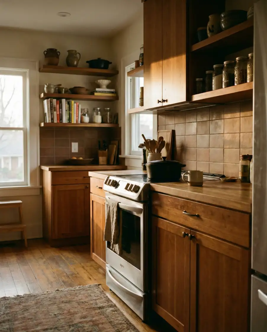 Earthy Brown Backsplash with Warm Depth 1