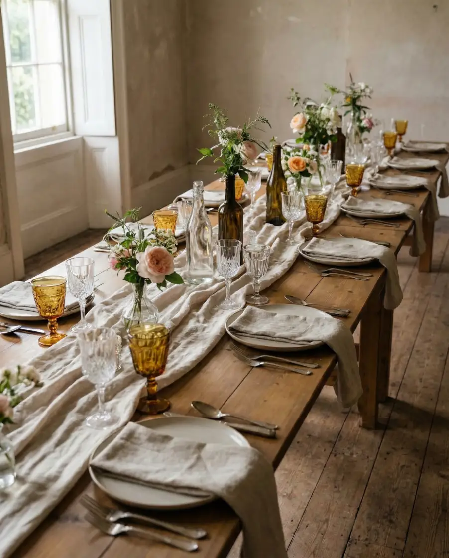 Easy Indoor Reception with Thrifted Glassware 2