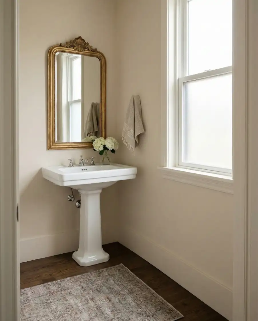 Elegant Pedestal Sink Powder Room 2