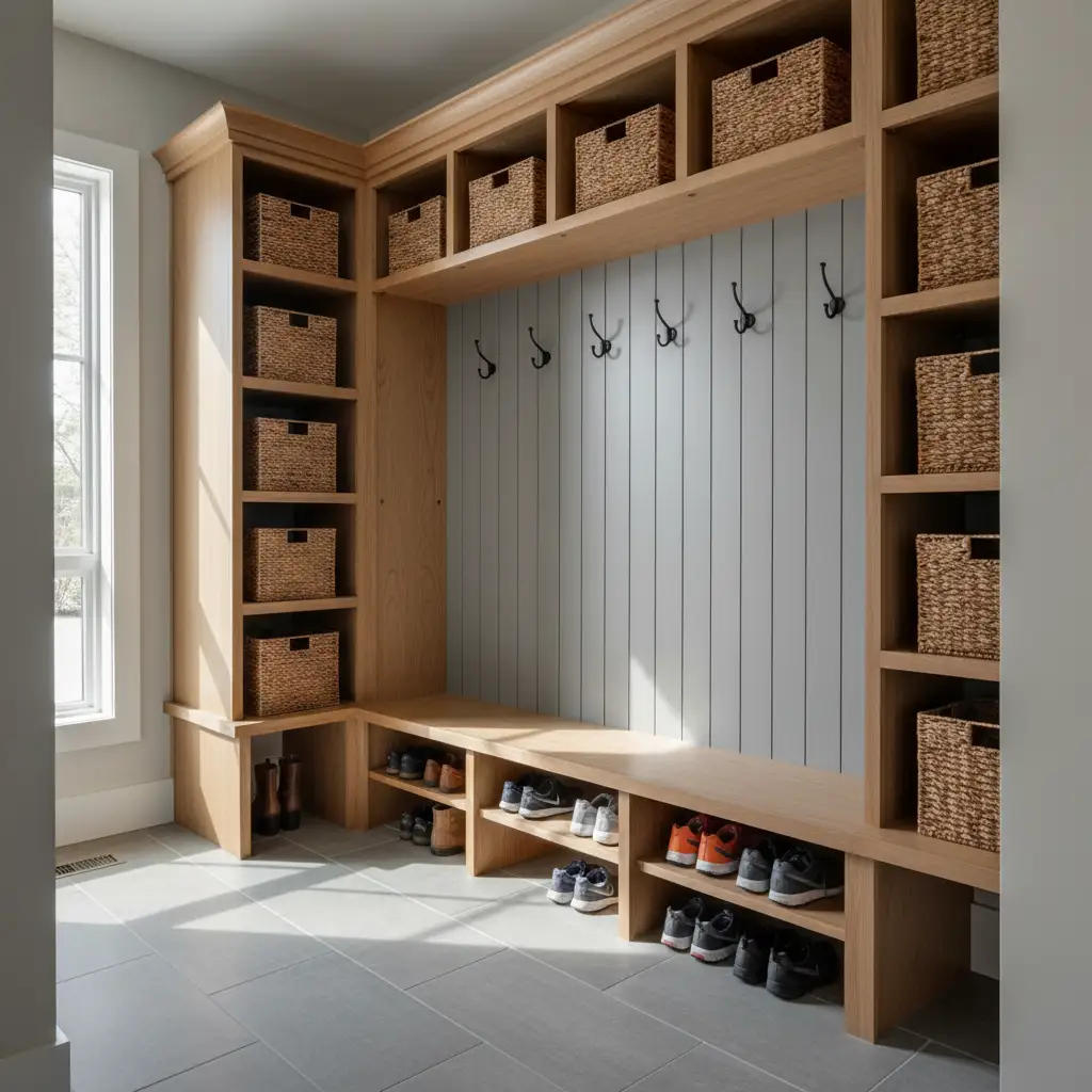 Entryway Modern Mudroom with Contrast 1