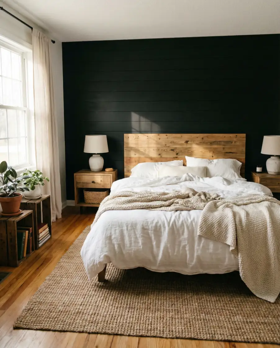 Farmhouse-Inspired Black Accent Wall 1