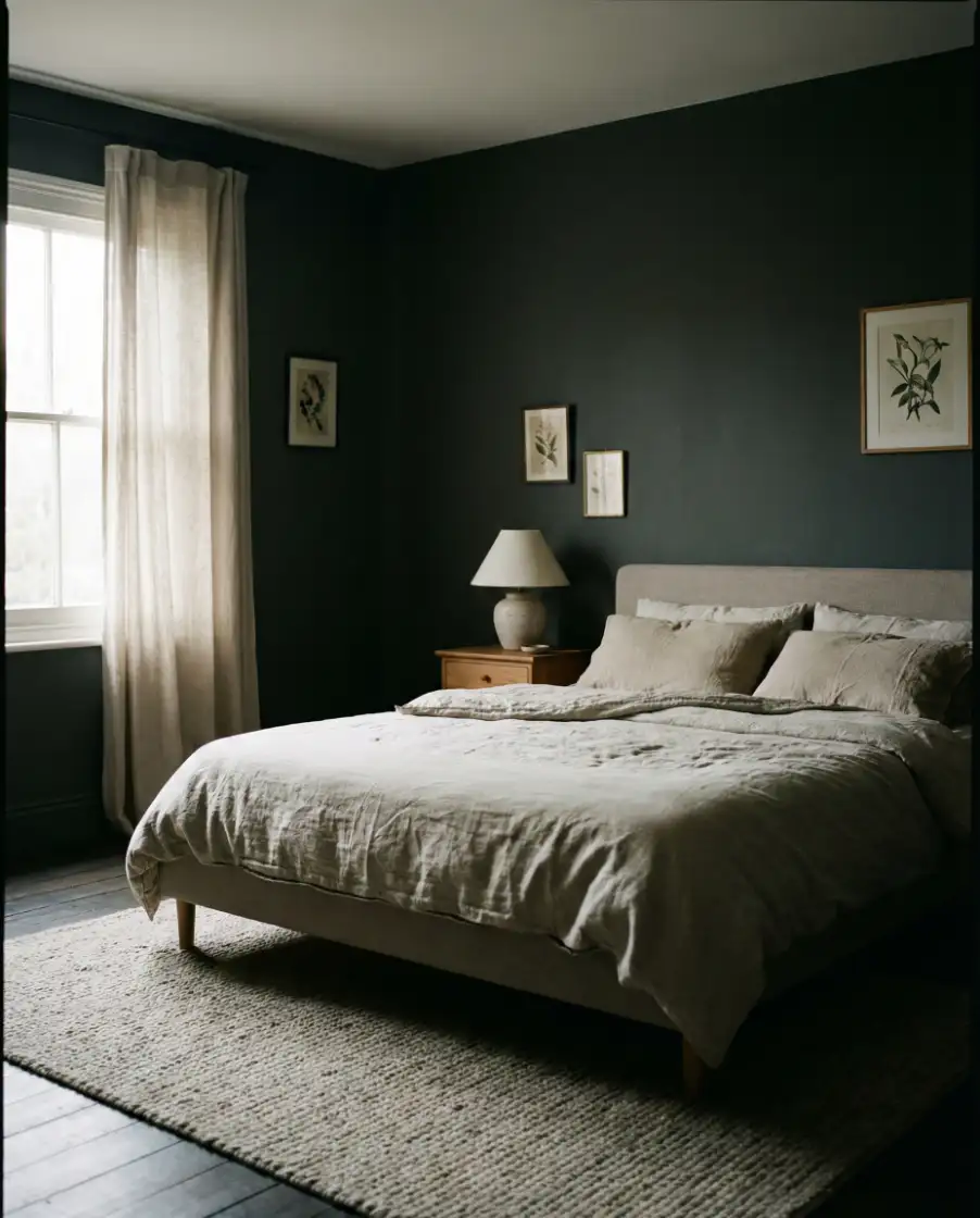 Farrow and Ball Dark Neutral Bedroom 1