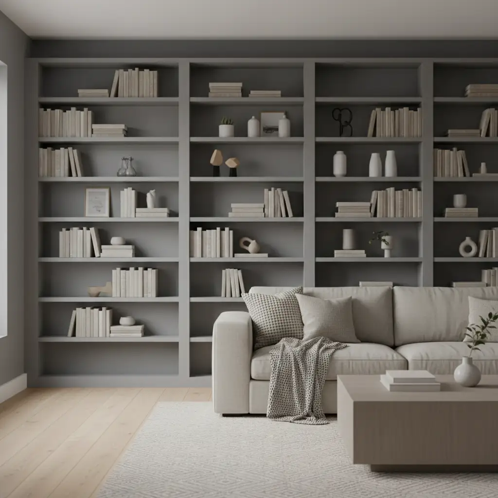Gray with Built-In Shelving 1