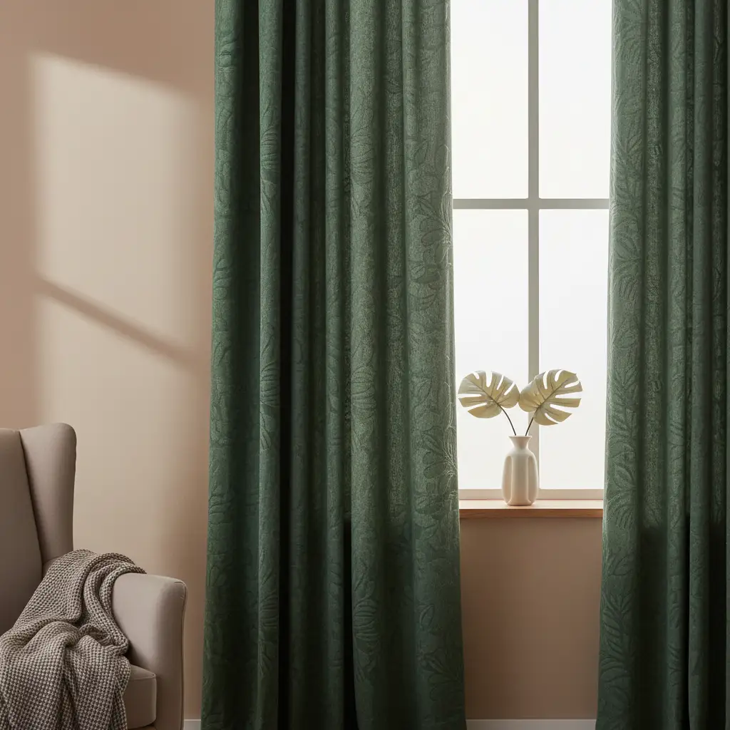 Green Curtains for Nature-Inspired Bedrooms 2