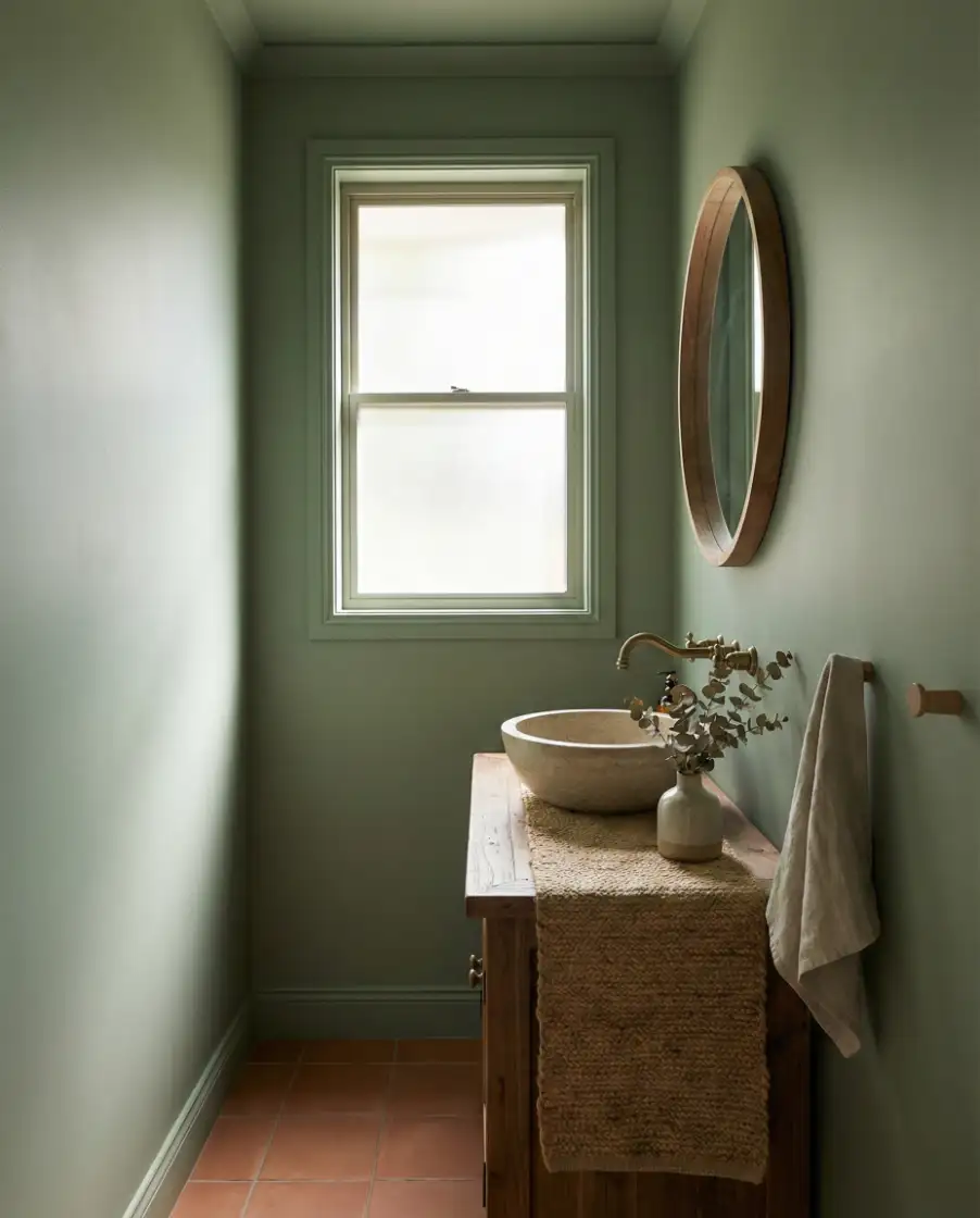 Green Nature-Inspired Half Bath 1
