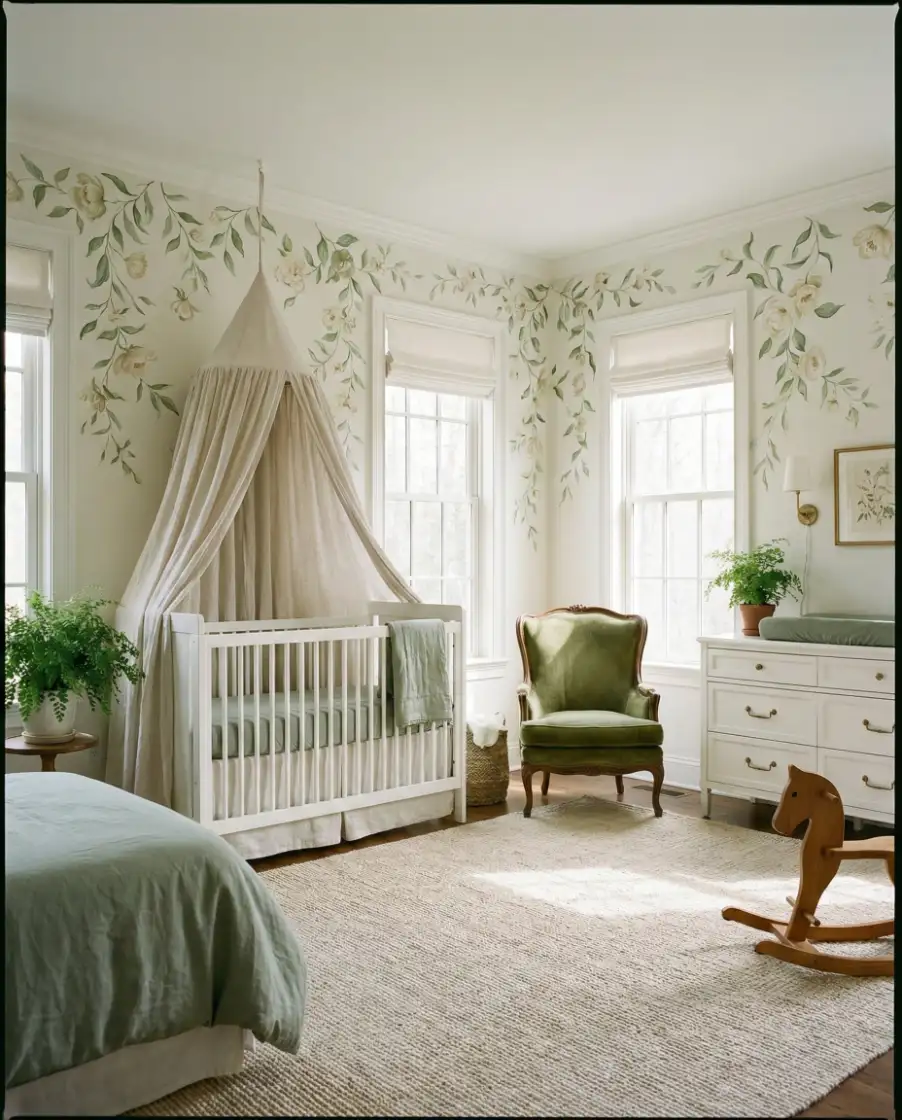 Green and Floral Nursery with Classic Feel 1