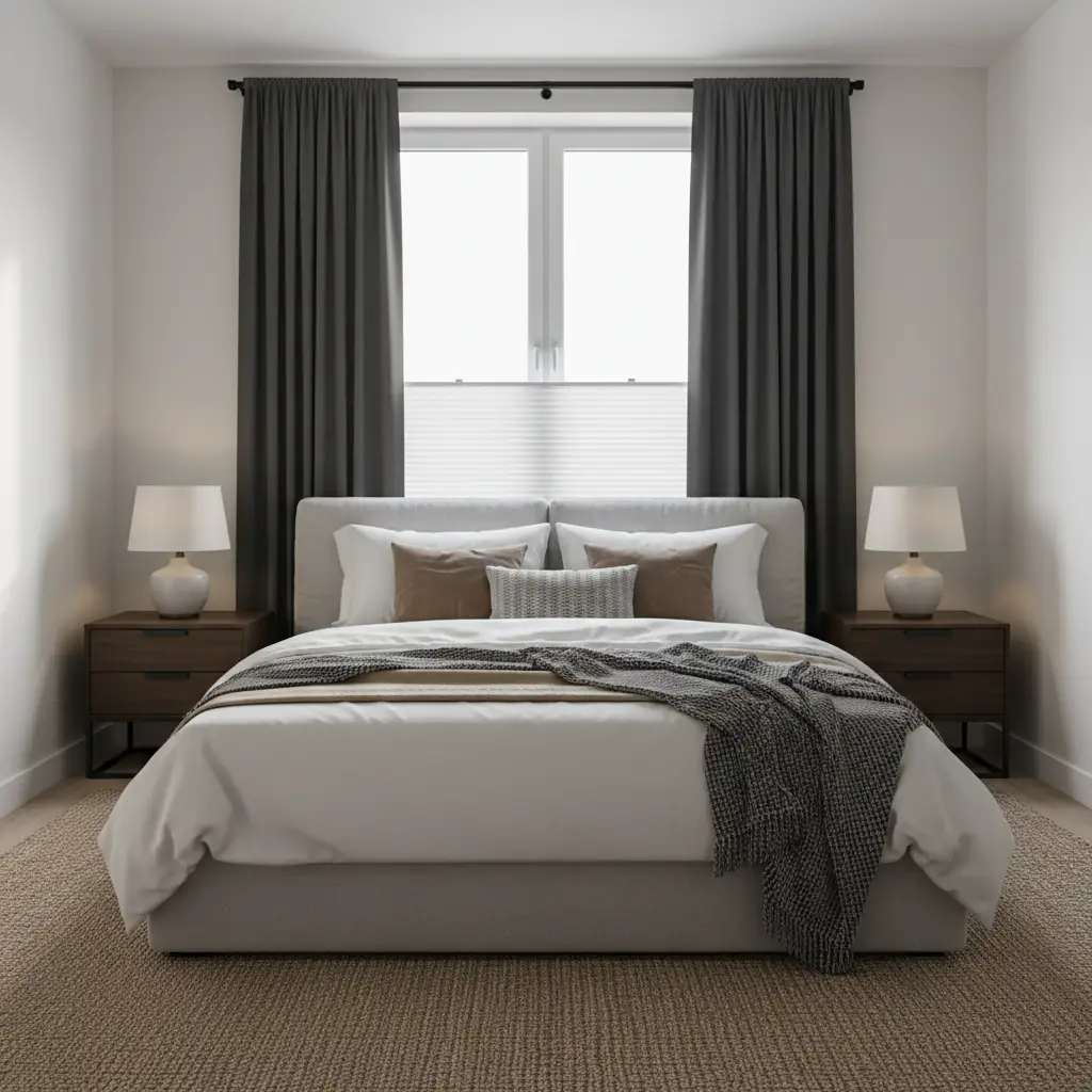 Half-Window Curtains in Dark Neutrals 1
