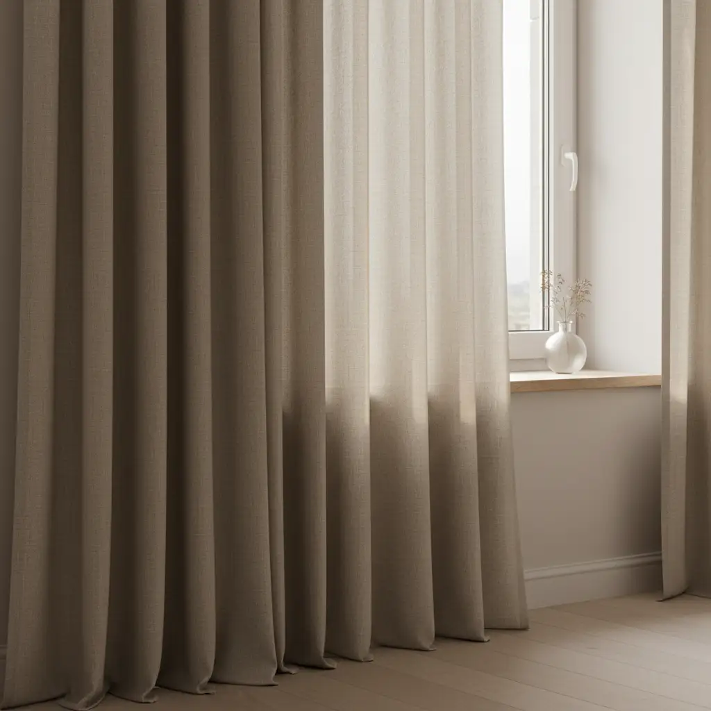 Half-Window Curtains in Dark Neutrals 2