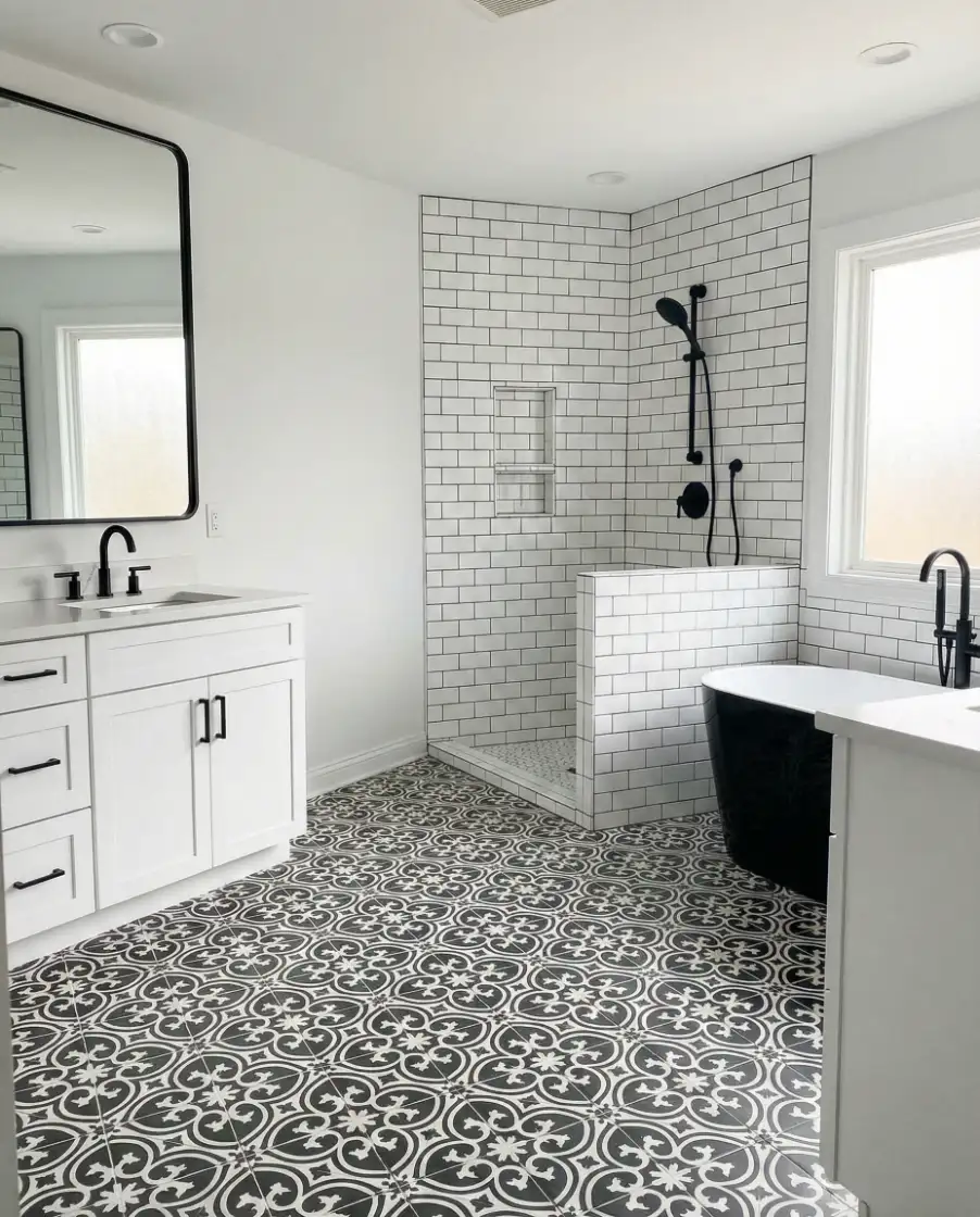 High-Contrast Black and White Bathrooms 1