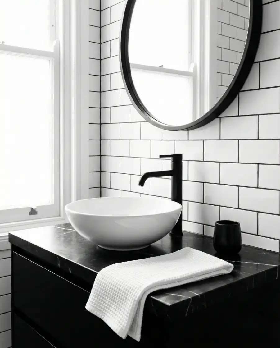 High-Contrast Black and White Bathrooms 2