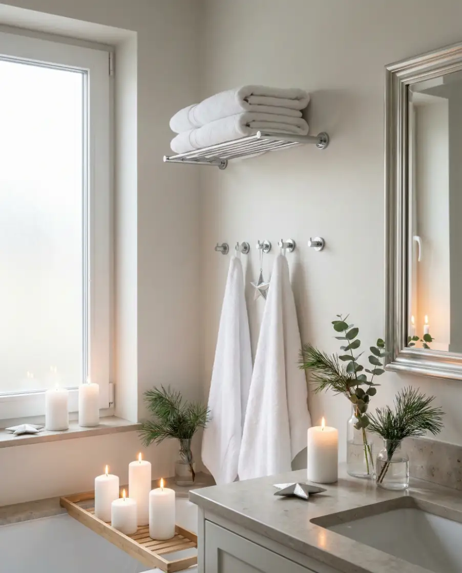 Holiday Ready Silver Christmas Bathroom 2