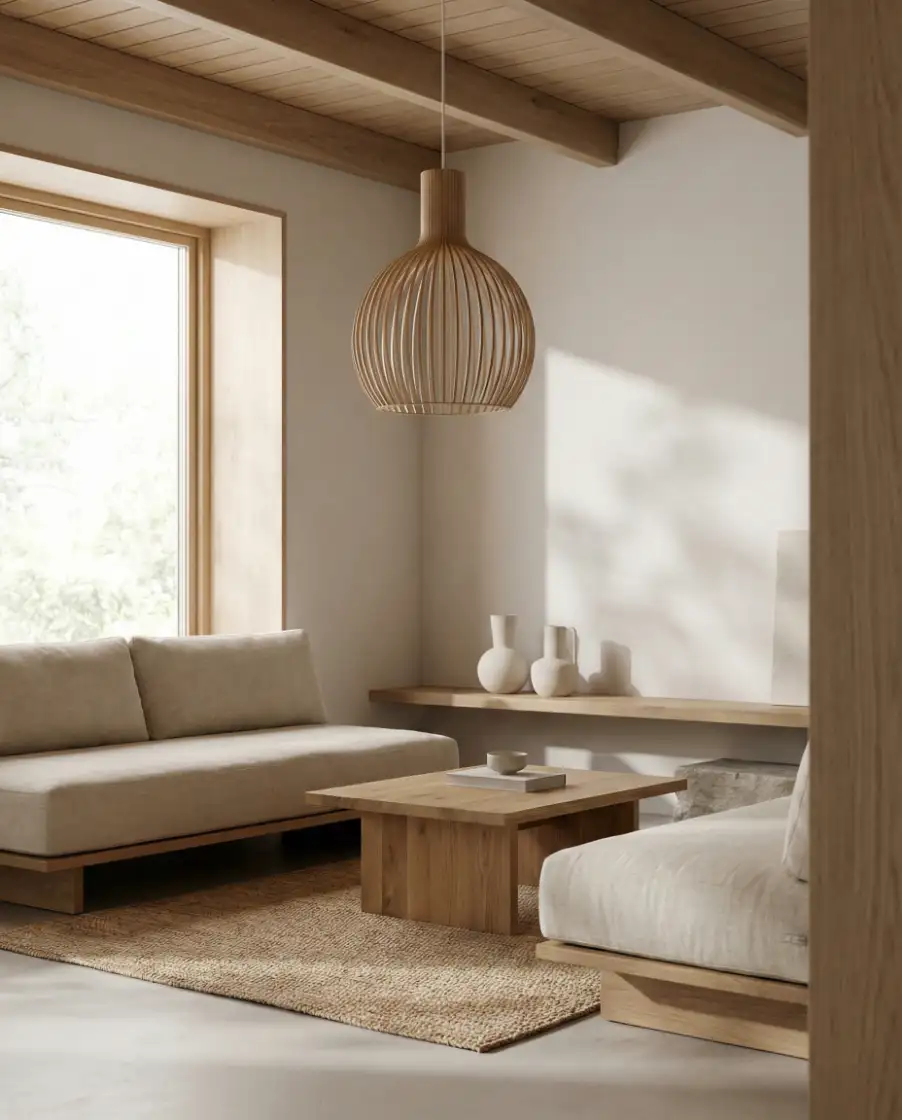 Japandi Lighting with Wood Accents 1