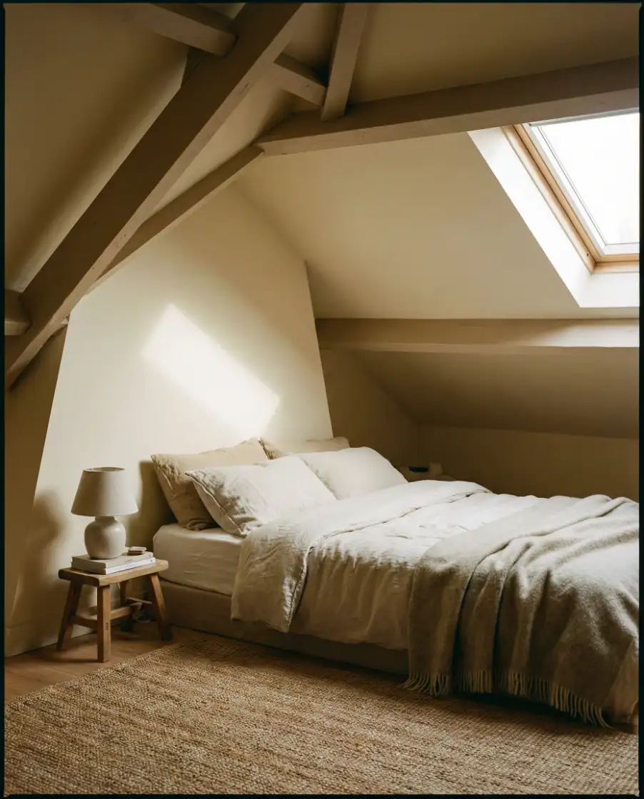 Low Ceiling Attic with Calm Neutral Palette 1