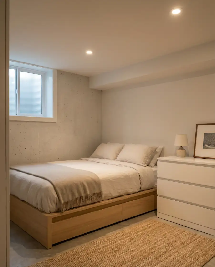 Low-Ceiling Basement Bedroom That Still Feels Open 1