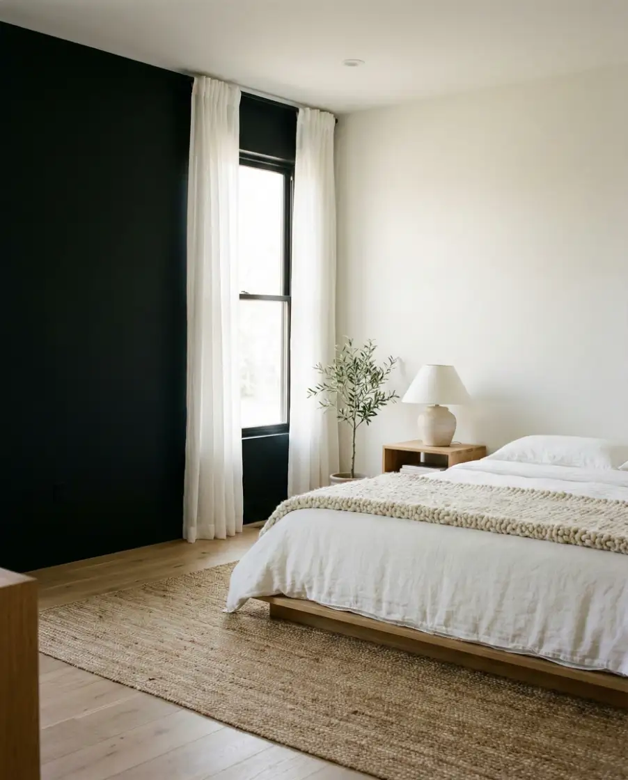 Minimal Black Accent Wall With Window Focus 1