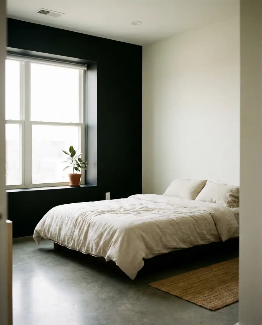 Minimal Black Accent Wall With Window Focus 2