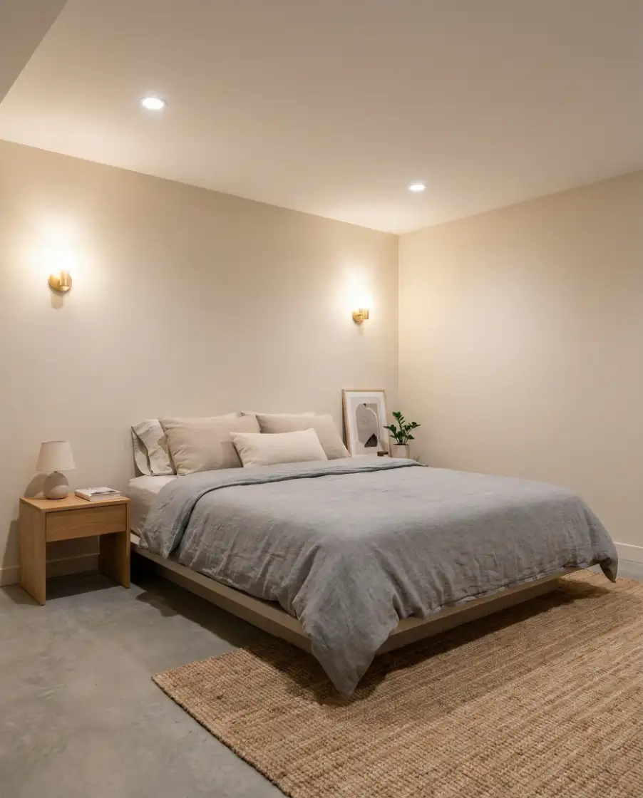 Modern No-Window Basement Bedroom with Clean Lines 2