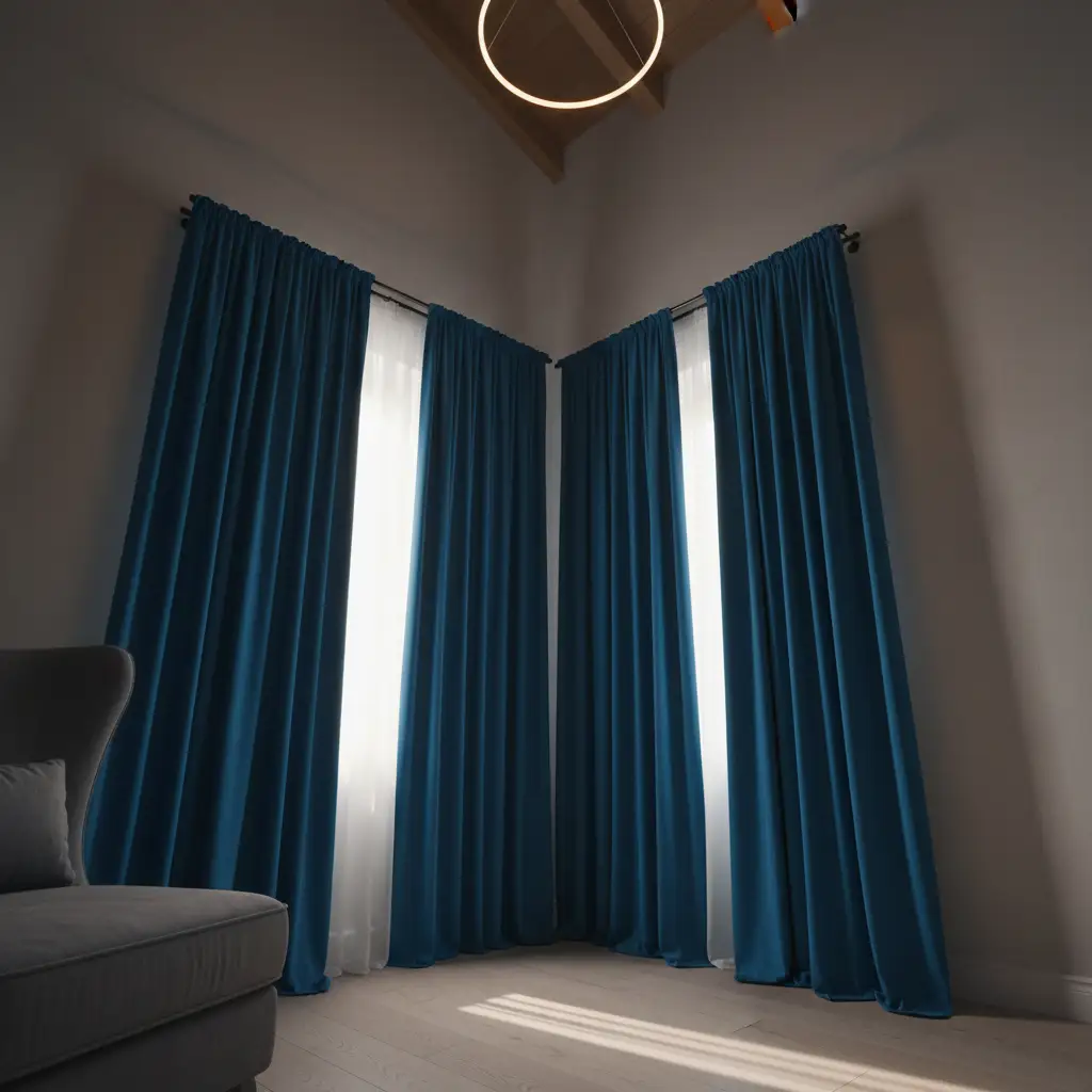 Moody Blue Curtains for High Ceilings 2