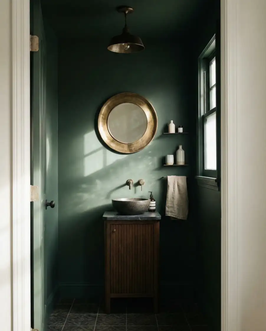 Moody Green Powder Room 2