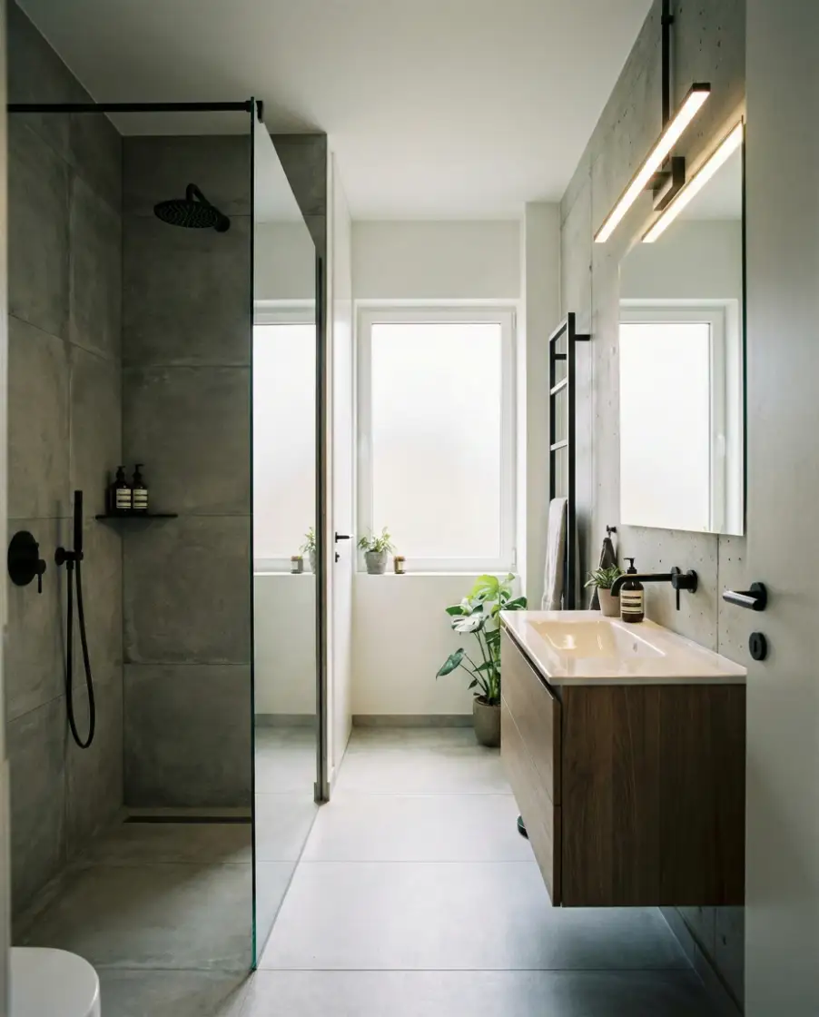 Narrow Modern Bathroom for City Homes 1