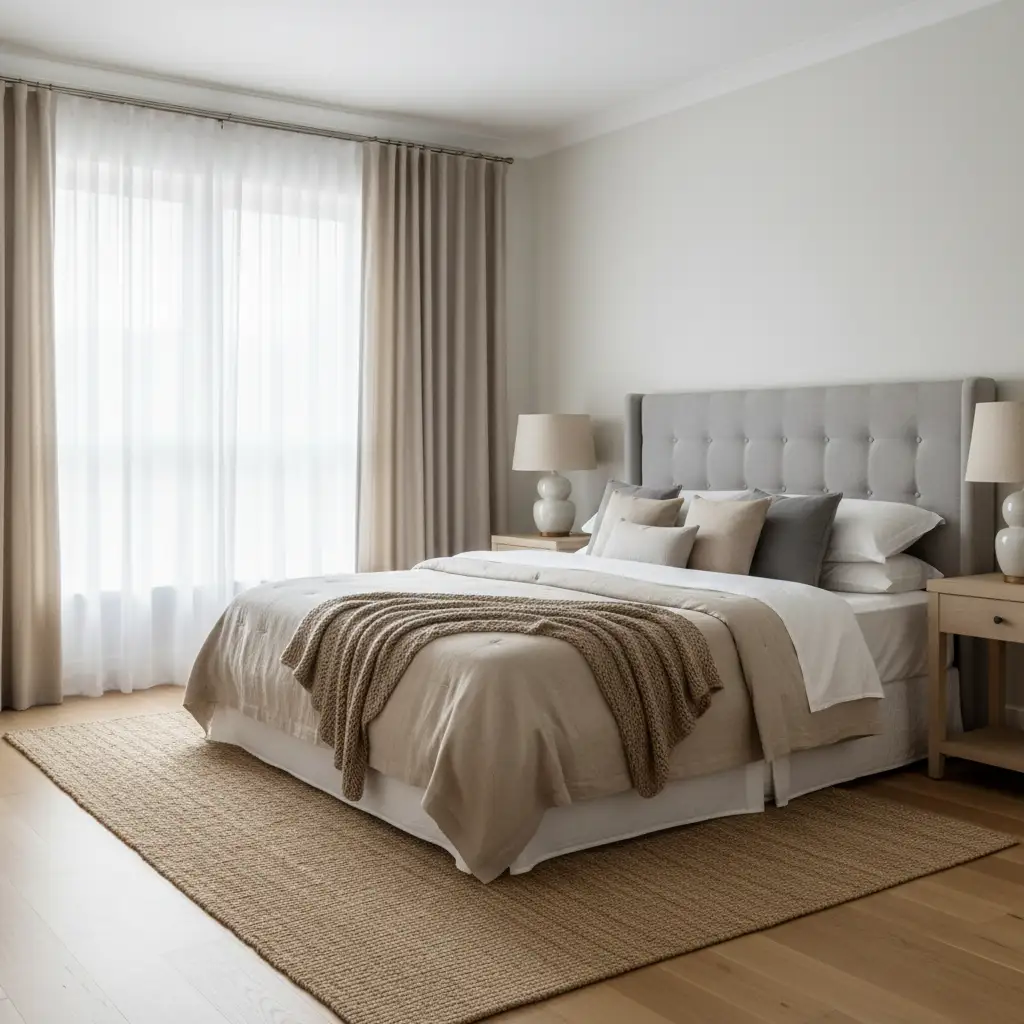 Neutral Curtains for Primary Bedrooms 1