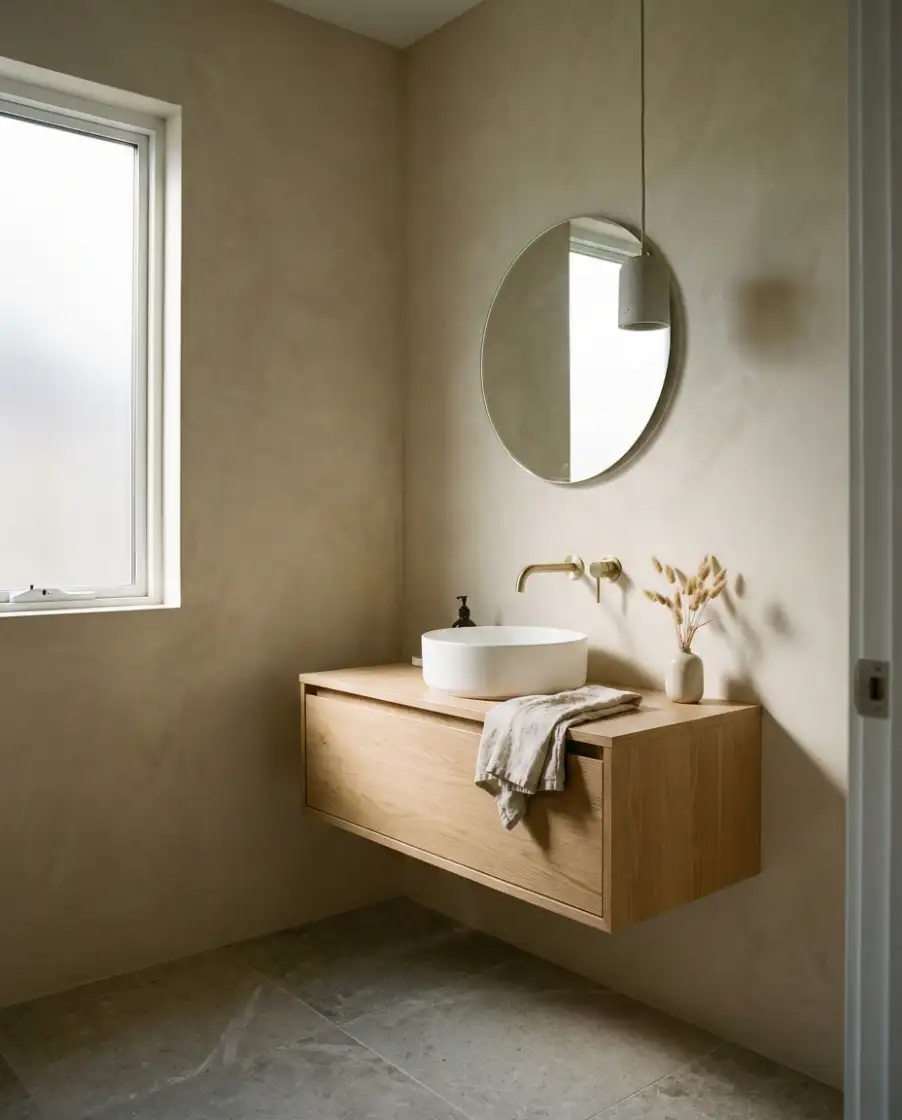 Neutral Minimal Half Bathroom 1