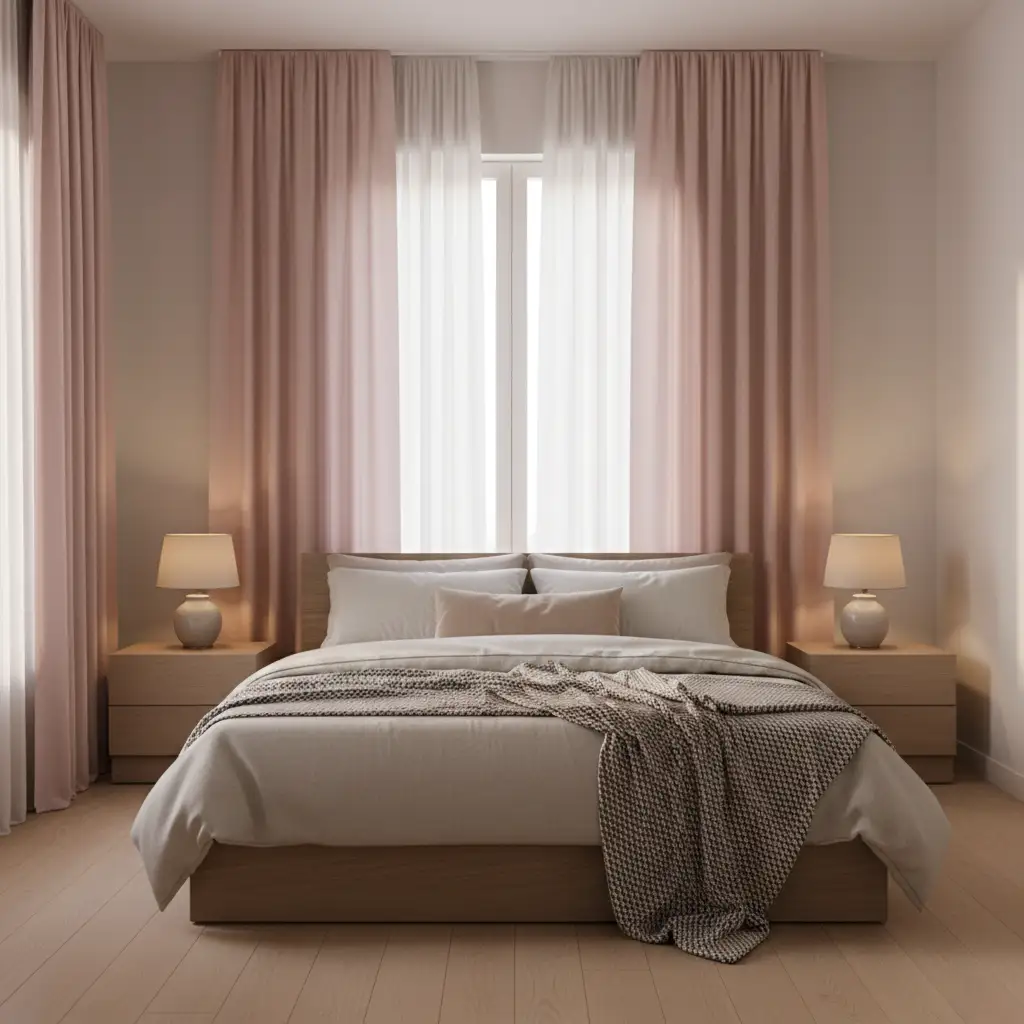 Pink Curtains for Soft Modern Bedrooms 1