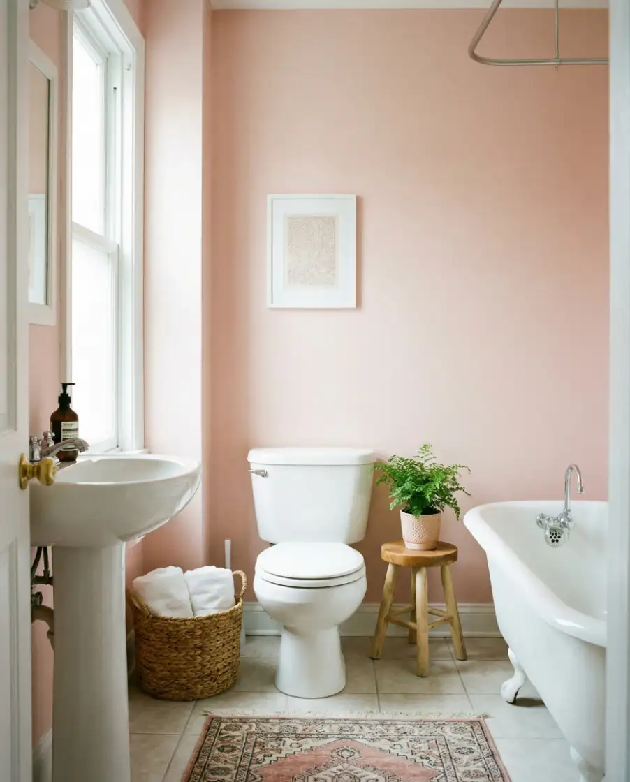 Playful Pink and White for Small Bathrooms 1